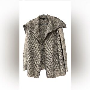 Theory Gray Mohair Wool Blend Oversized Open Front Chunky Knit Sweater Petite